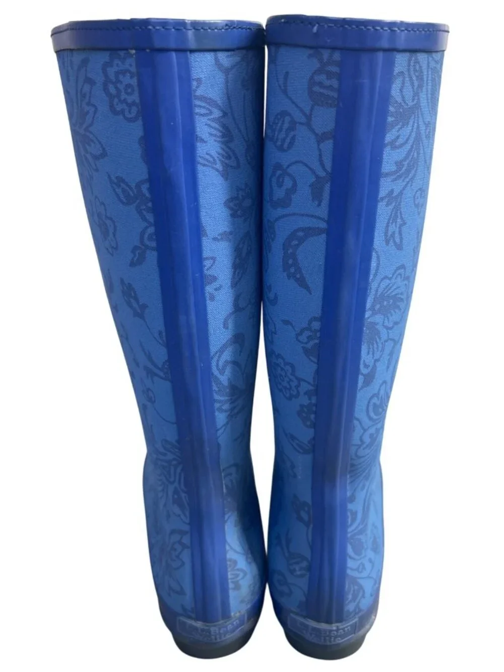 L.L.Bean Wellie Rain Boots Women's 9M Blue Floral Waterproof Rubber Gardening